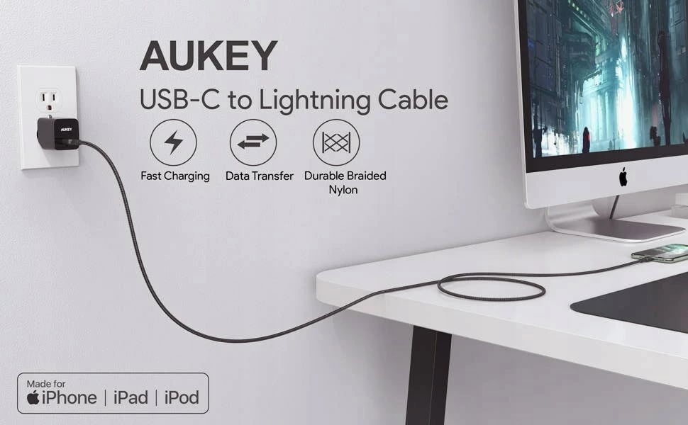 Kabllo USB AUKEY CB-CL03, 2m, i zi