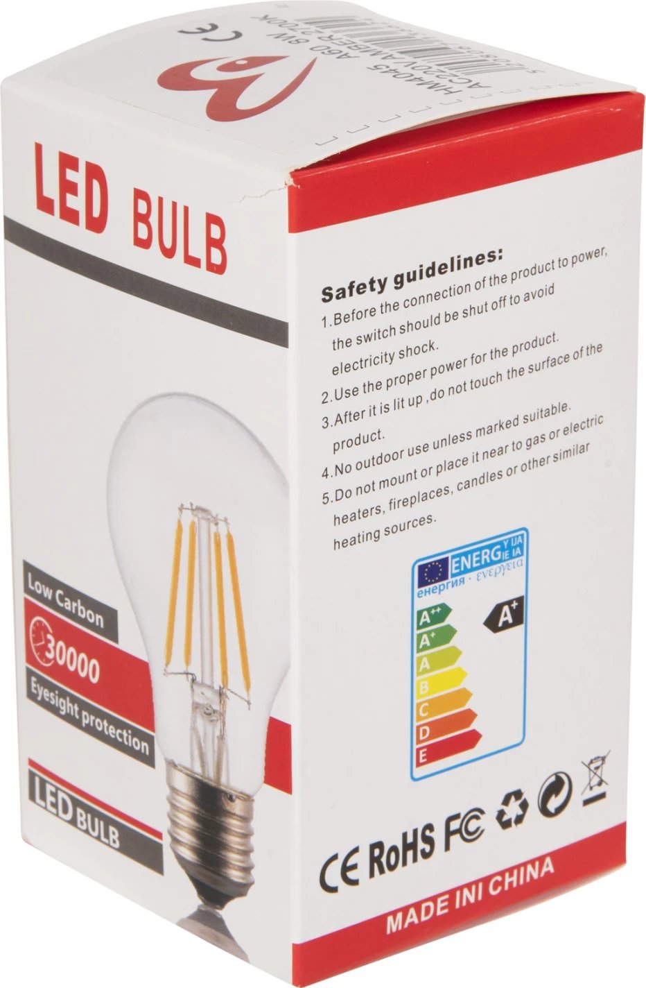 Llampë LED filament, FH4045, 8W, E27, 3000K, ngjyrë ari, e zbehshme