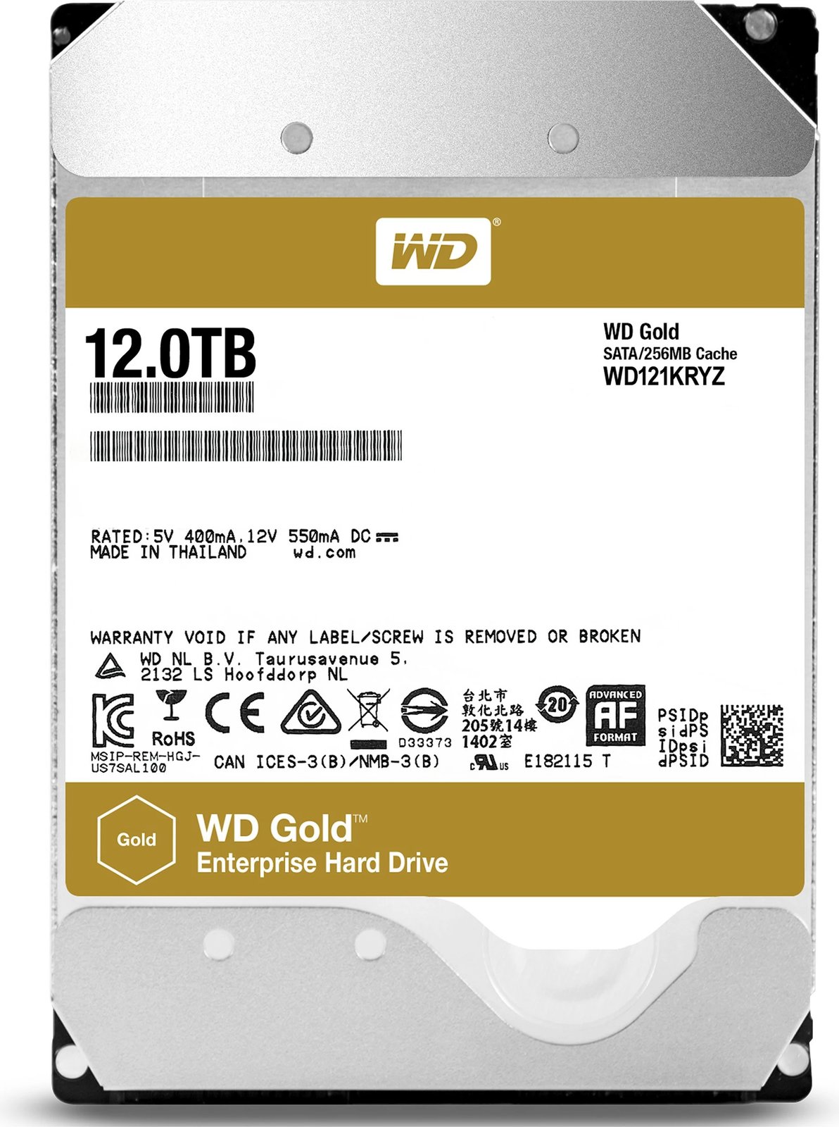 Hard Disk Western Digital Gold, 12 TB, 7200 RPM, 256 MB, 3.5", Serial ATA III