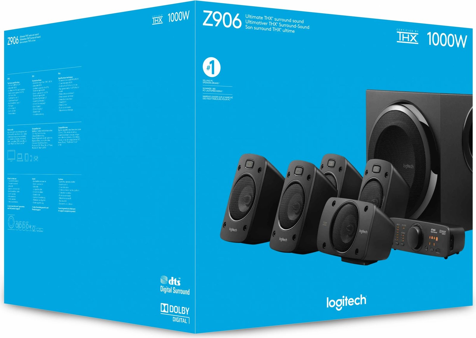 Bokse surround sound Logitech Z906, 5.1 kanale, 500 W, 1000 W, IR, të zeza