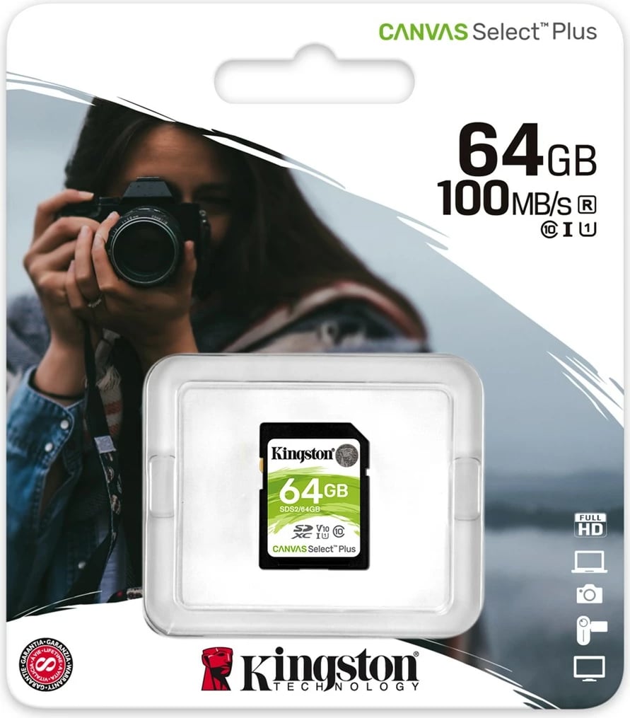 Kartë SD, Kingston Canvas Selec Plus,  64 GB, C10