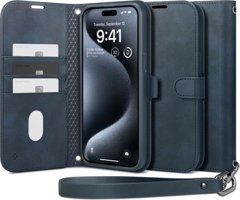 Mbështjellës për iPhone 15 Pro Spigen, navy