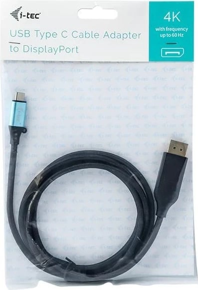 Kabllo USB-C i-tec, DisplayPort, 4K Ultra HD, 150cm, e zezë