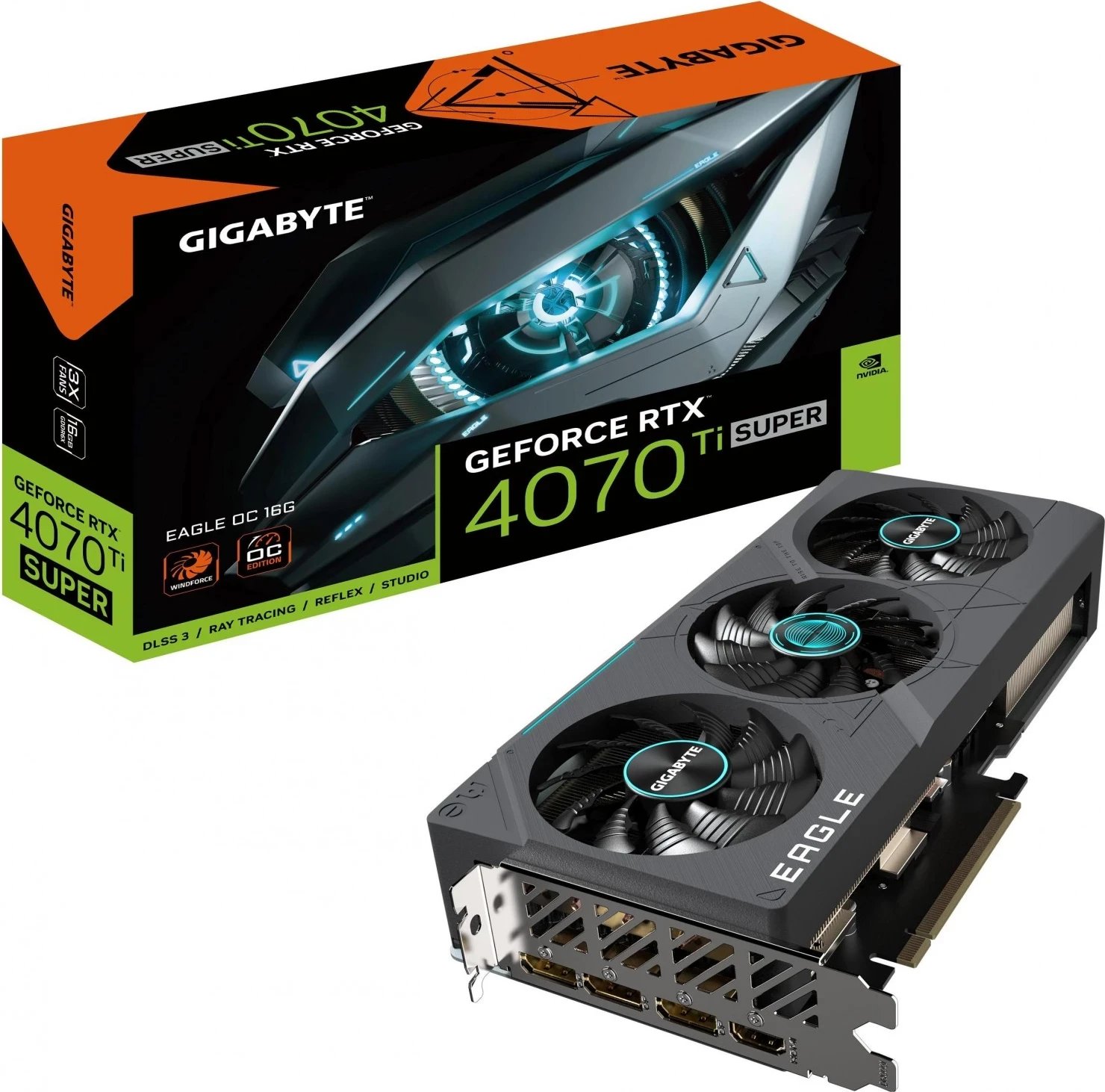 Kartë Grafike Gigabyte GeForce RTX 4070 Ti SUPER EAGLE OC, 16GB DLSS 3