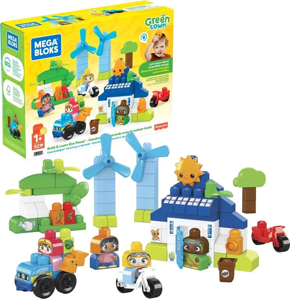 Set ndërtimi MEGA BLOKS Green Town Build & Learn Eco House, shumëngjyrësh