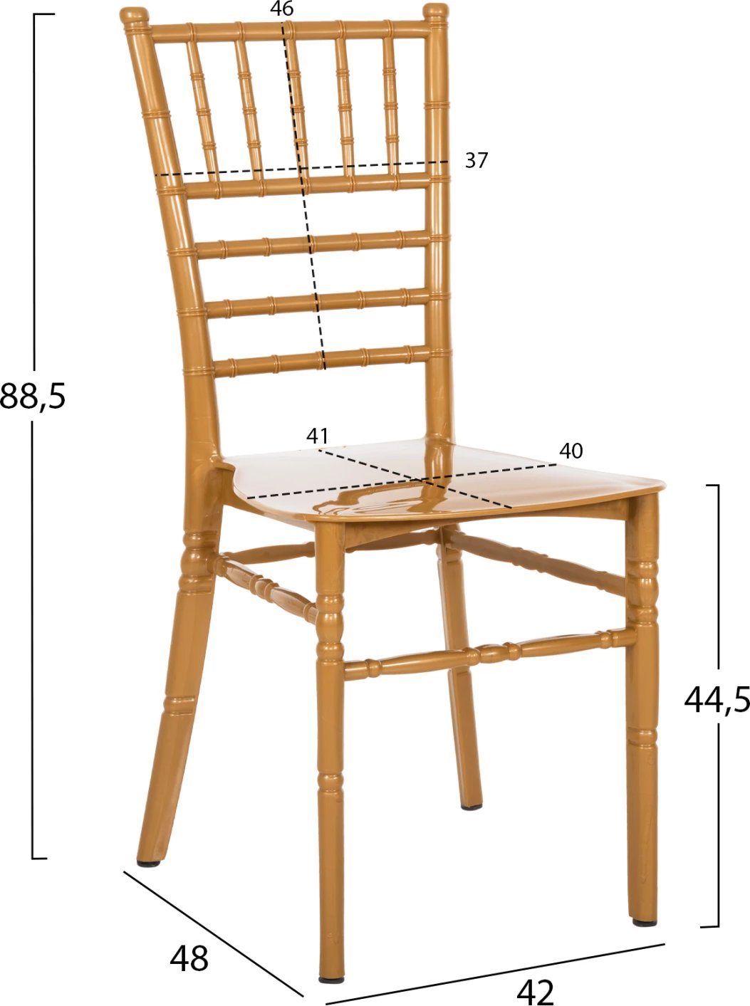 Karrige për catering polipropileni TIFFANY e re FH8058.05 ngjyrë ari 41.2x49.7x89Hcm