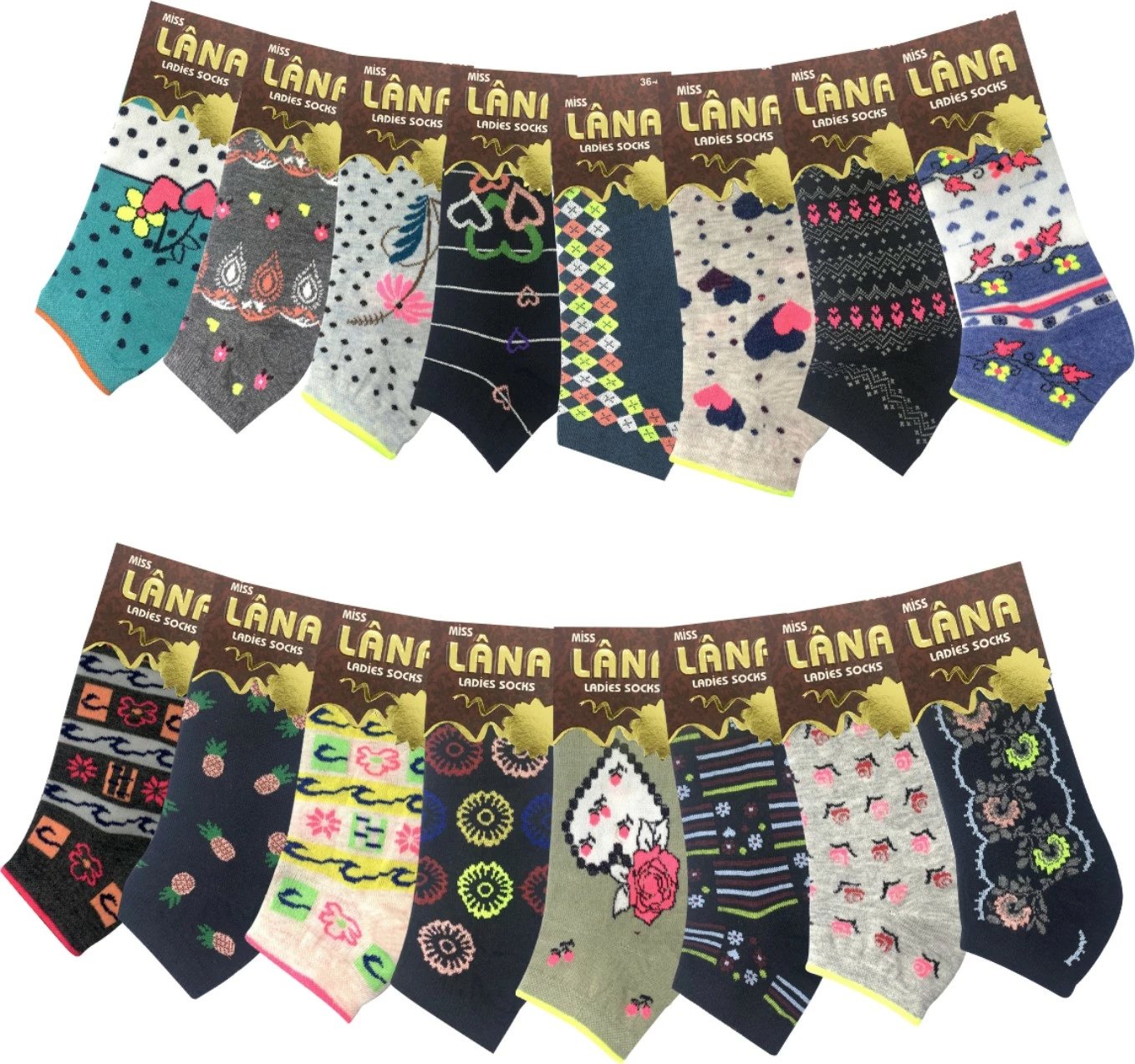 Çorape për femra Kral Socks, shumëngjyrëshe, set 8 copë