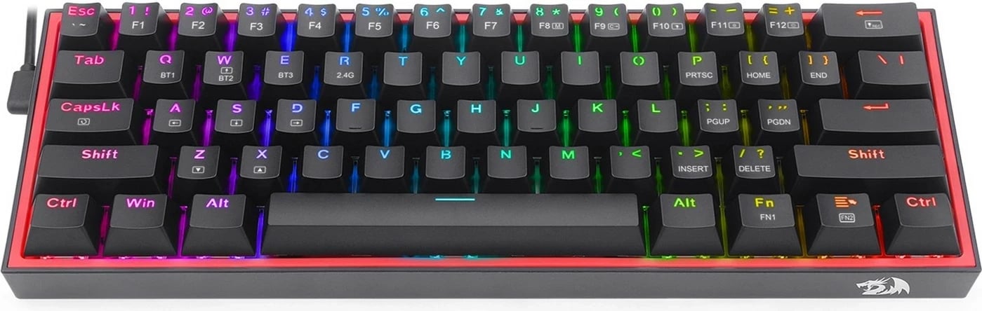 Keyboard Redragon K616 Fizz PRO, RGB, Wireless/Wired, Red Switch, Black