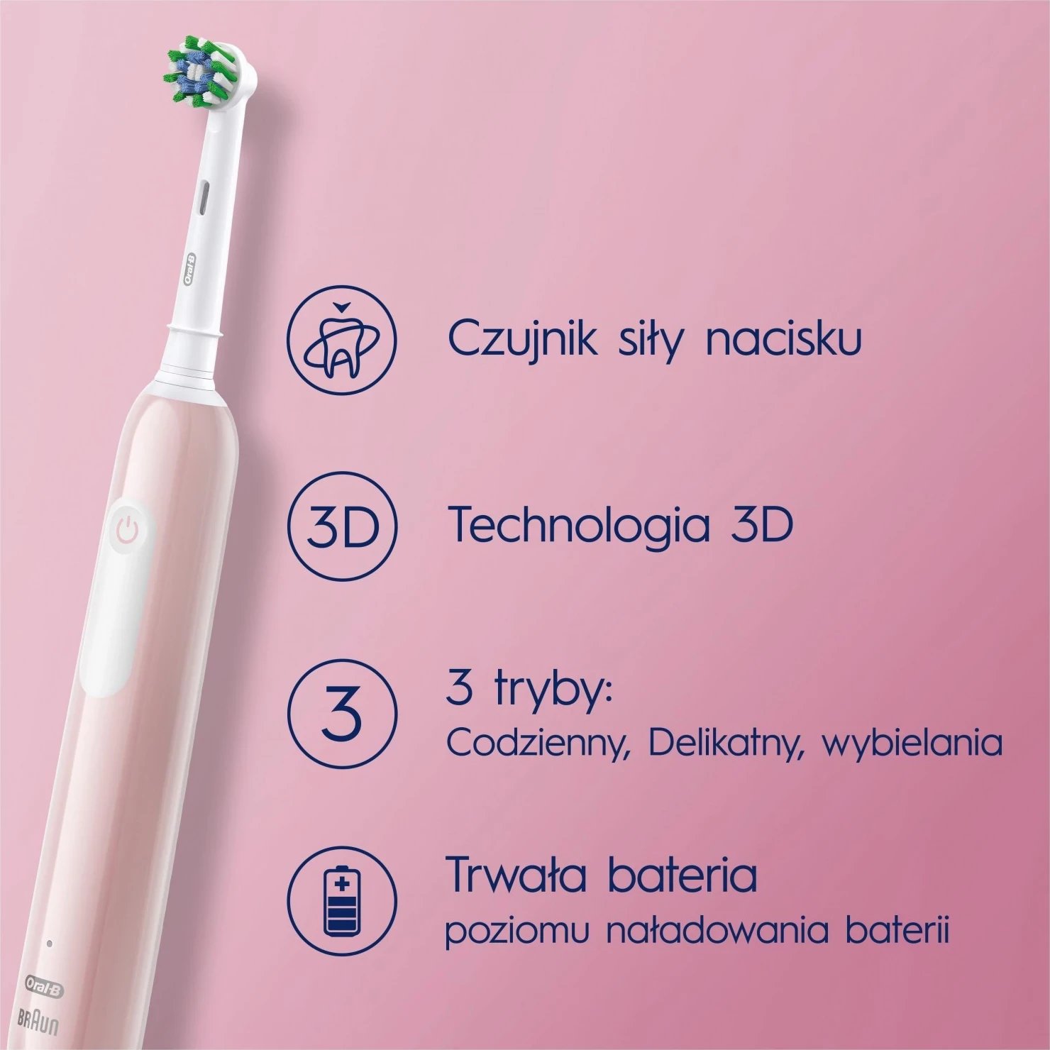 Furçë dhëmbësh elektrike Oral-B Pro 1, Cross Action, rozë