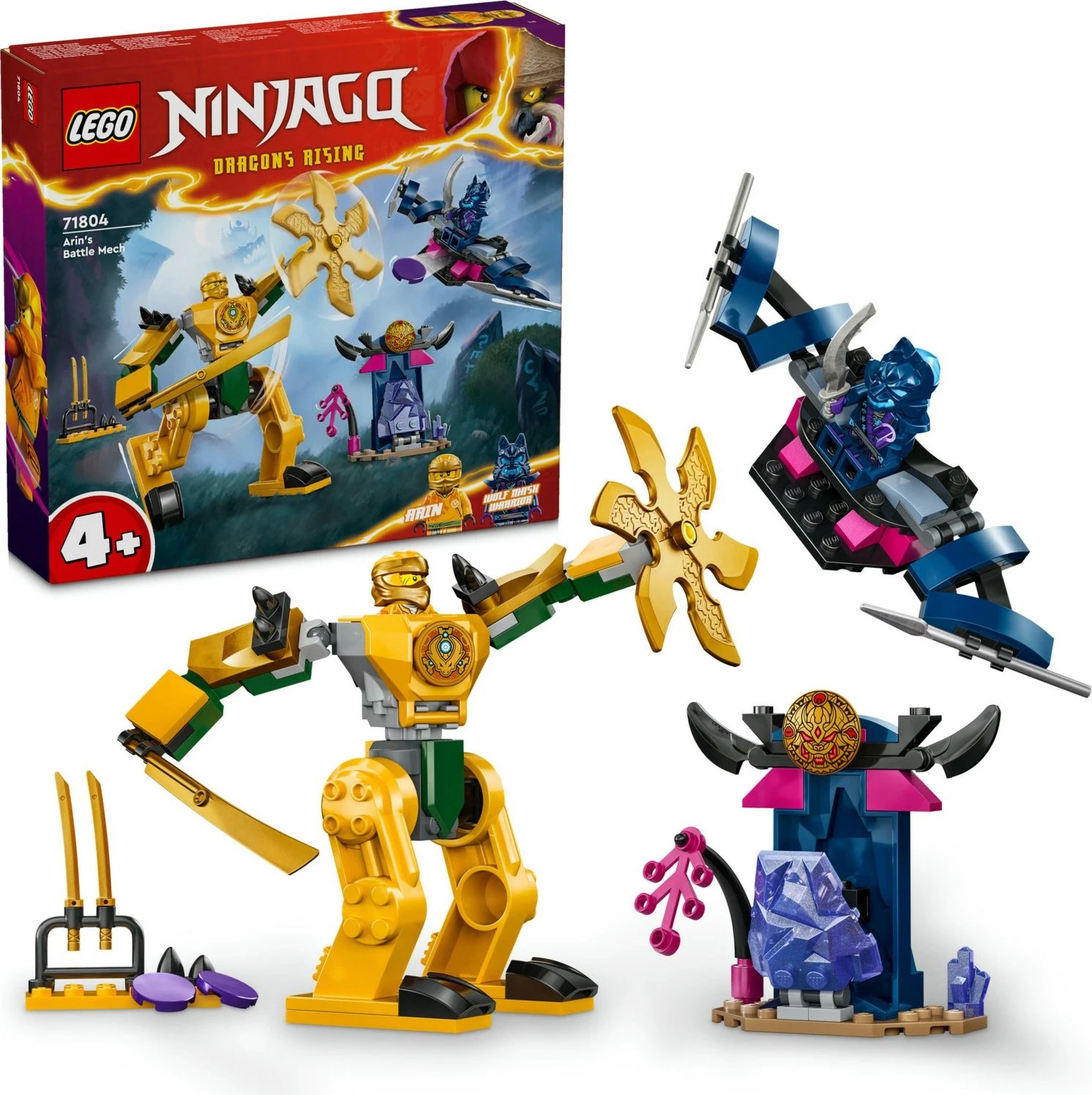 Lodër ndërtimi LEGO NINJAGO Arin's Battle Mech, 104 pjesë