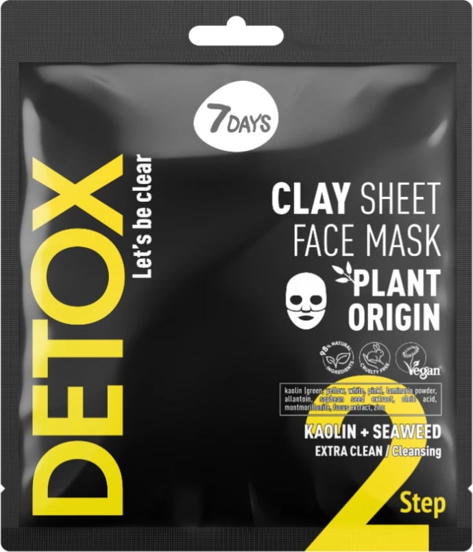 Maskl për fytyrë 7days Detox 2 Clay Sheet Face Mask, 25 gr