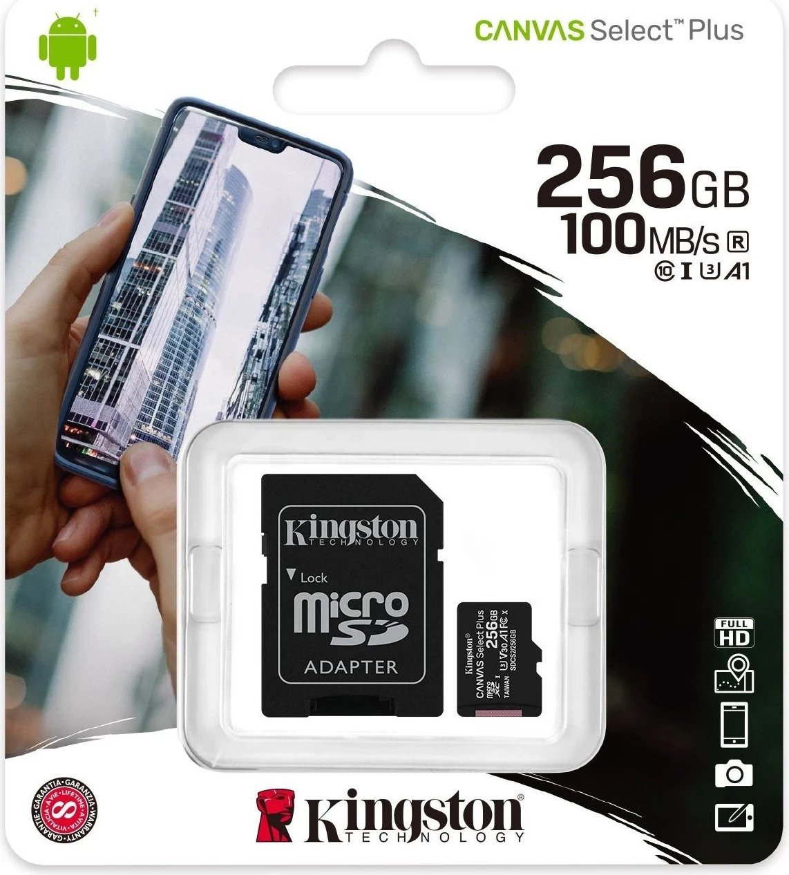 Kartë memorie microSDXC  Kingston Canvas Select Plus, 256GB