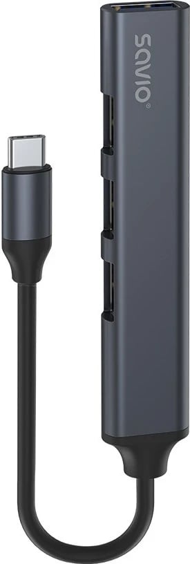 Hub USB-C SAVIO AK-71, 3 x USB-A 2.0, 1 x USB-A 3.0, 4-në-1, 5 Gbps