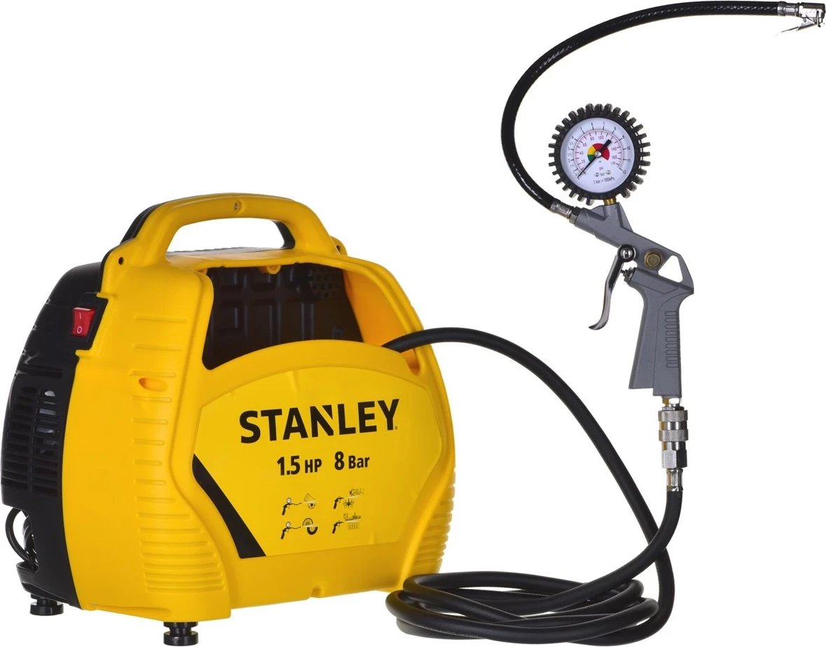 Kompresor pa vaj STANLEY AIR KIT OL 1,1KW 8 BAR, i verdhë