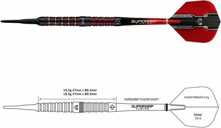 Shigjeta për Dart Harrows Wolfram Infinity, të zeza dhe të kuqe