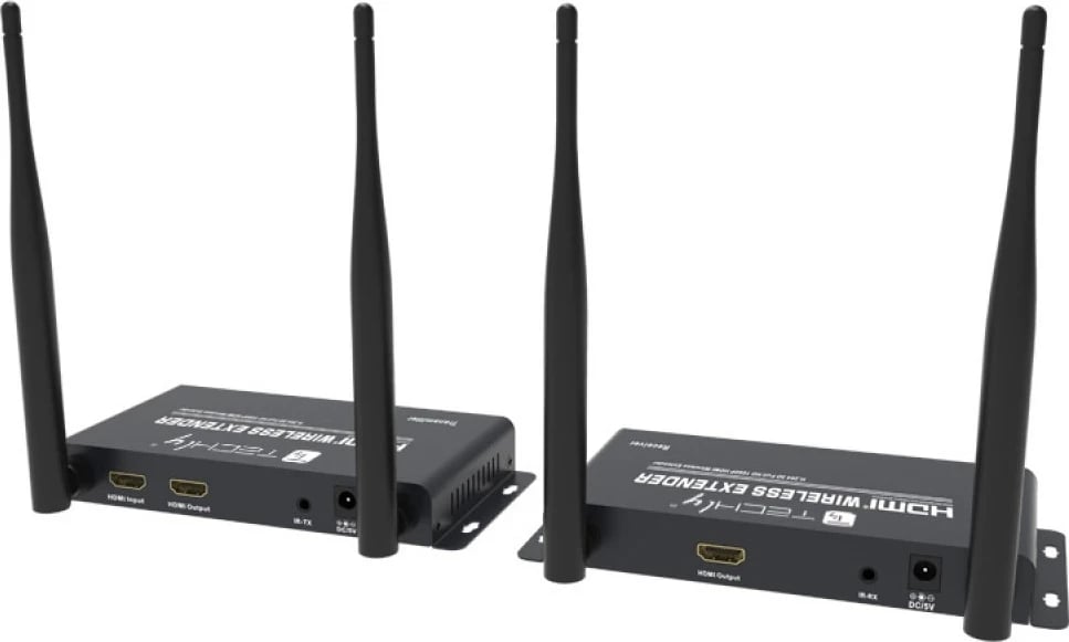 Extender Wireless HDMI Techly 365610, Full HD 1080p 60Hz, deri në 200m, ngjyrë e zezë