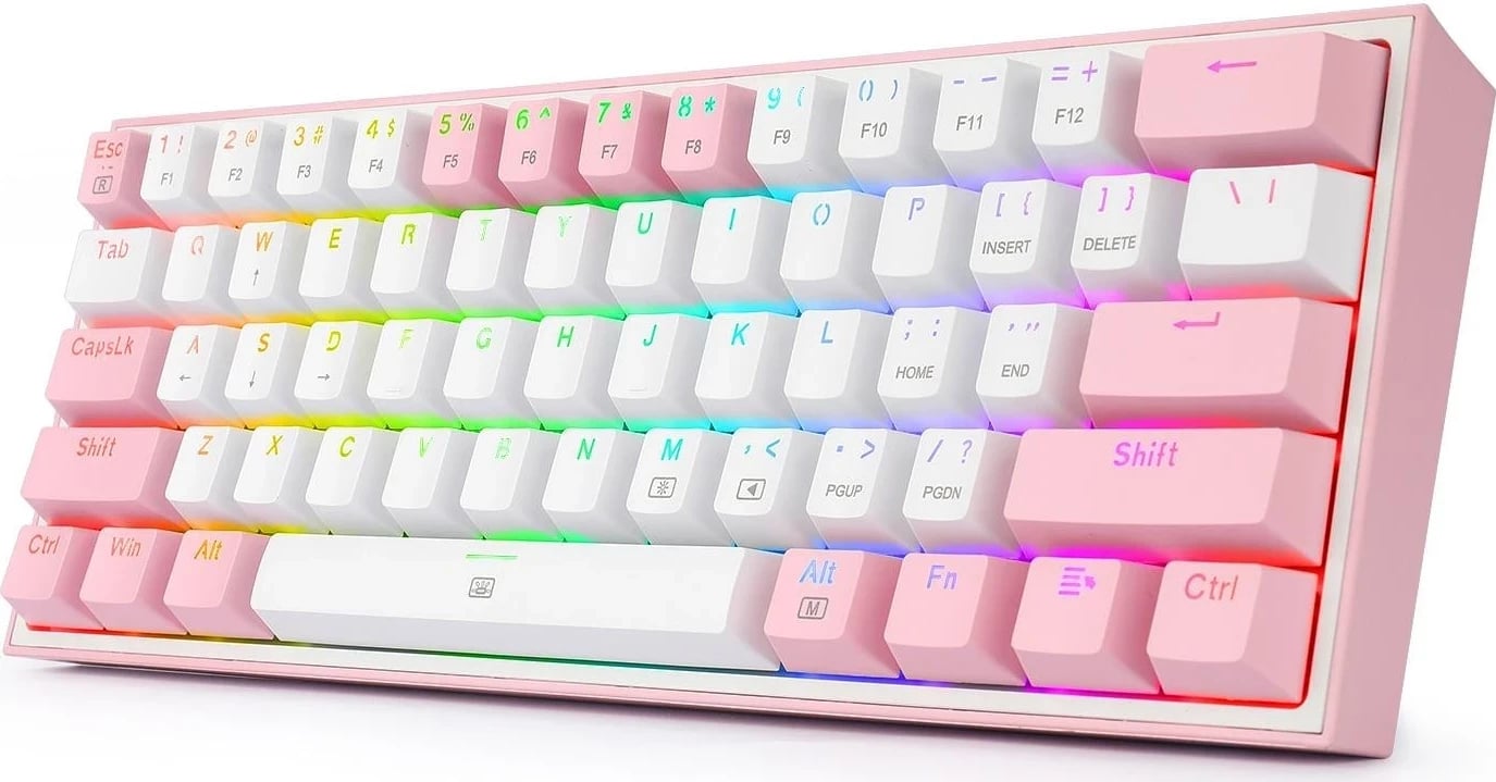 Tastierë Redragon K617 Fizz RGB, e bardhë-rozë