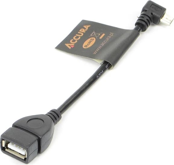 Kabllo Accura Premium Micro-USB OTG, 0.11m, e zezë