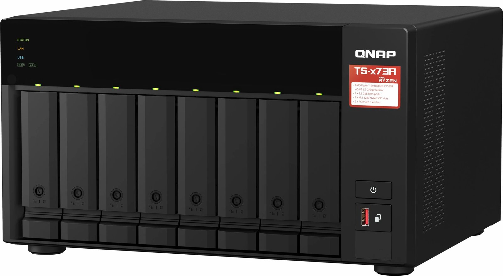 NAS QNAP TS-873A, Tower, Ryzen Embedded, V1500B, 8 GB, DDR4