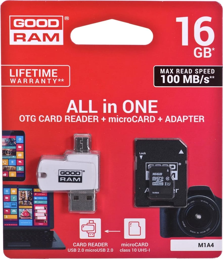 Kartë memorie Goodram M1A4-0160R12, 16GB, e zezë