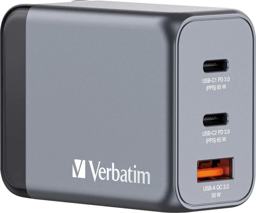 Karikues Verbatim GNC-65 GaN, 3 Porta, 65W, USB A/C (EU/UK/US)