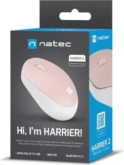 Maus pa tela Natec Harrier 2, 1600DPI BT 5.1, Rozë