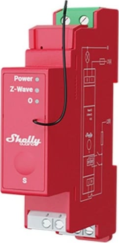 Shelly Qubino Wave PRO 1PM, Solid-state relay, 25 mW, 40 m, 1 channels, Red