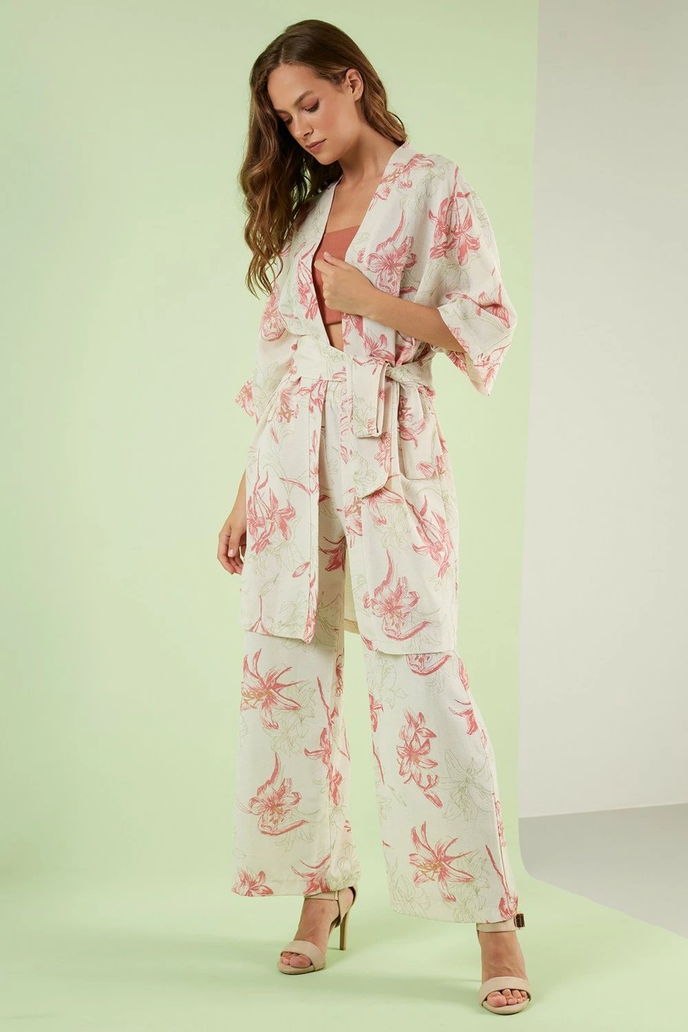 Trenerka për femra Lela, Kimono Trouser Set, e kuqe