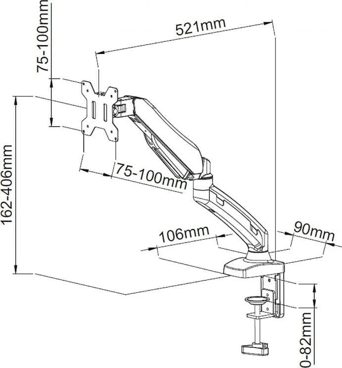 Mbajtës për monitor Mount ART,  L-11GD ART, Desktop 7kg 