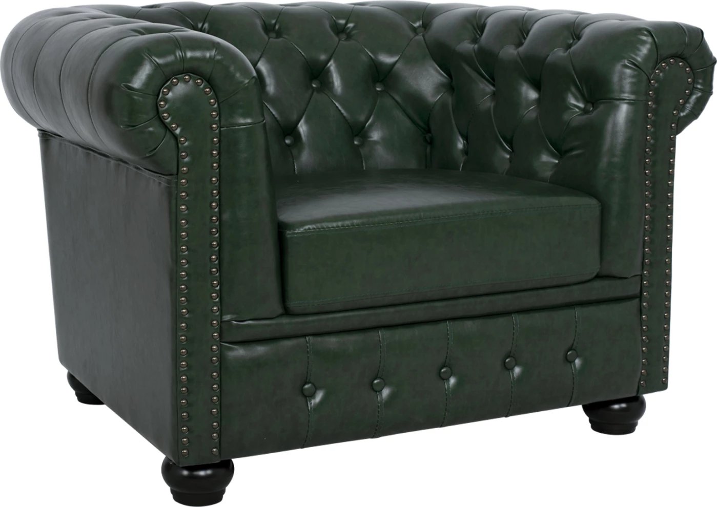 Karrige POLINA Chesterfield, ngjyrë jeshile Cypress, PU, FH3011.08, 106x87x70H cm