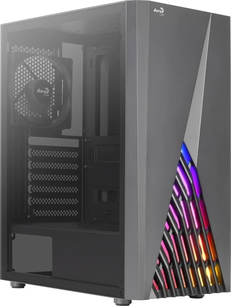 Kasë PC Aerocool DELTABKV1, me dritë RGB dhe dritare anësore, e zezë