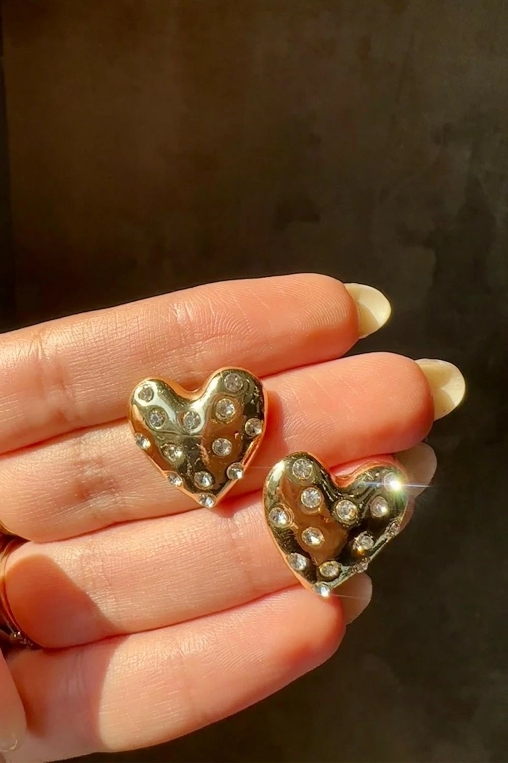 Vathë Bahels Trend Gold Crystal Stone Heart