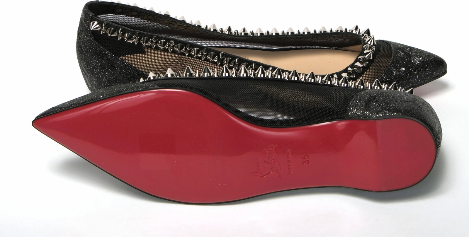 Black Silver Flat Point Toe Shoe
