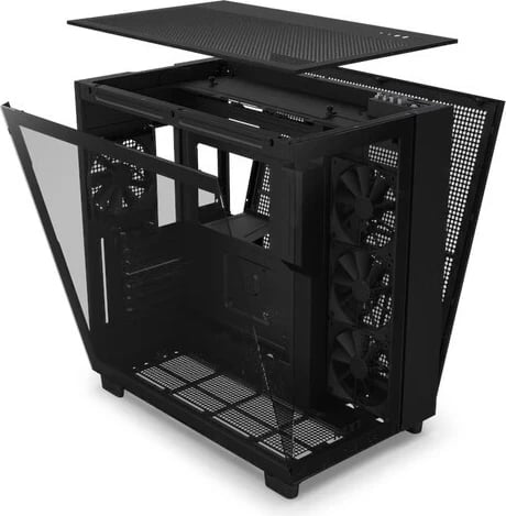 Kasë NZXT H9 Flow, Midi Tower, pa furnizues, 2 x USB 3.1, 1x USB-C 3.1, audio, e zezë