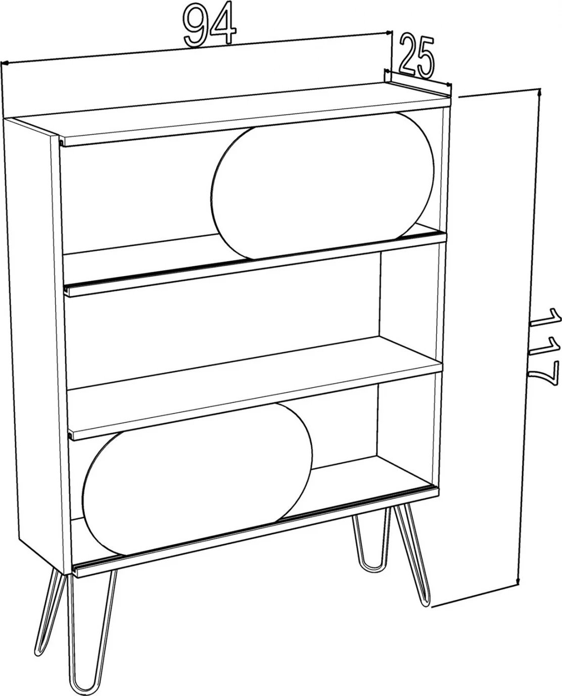 Raft librash Sillia FH9181.01, ngjyrë e bardhë, 94x25x117 cm