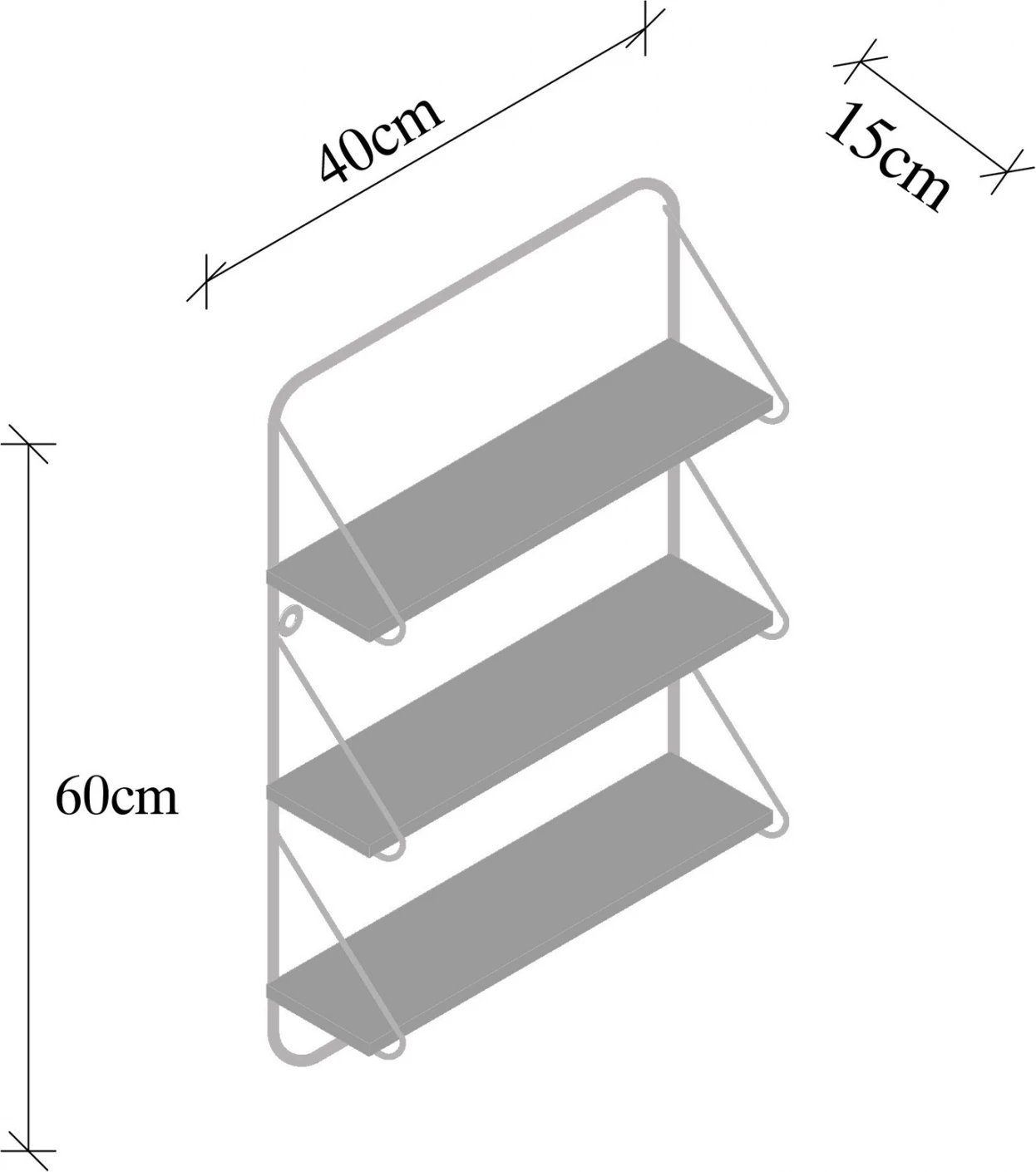 Raft muri prej druri bredhi të ngurtë me kornizë metali të zezë FH9115.01 40x15x60 cm