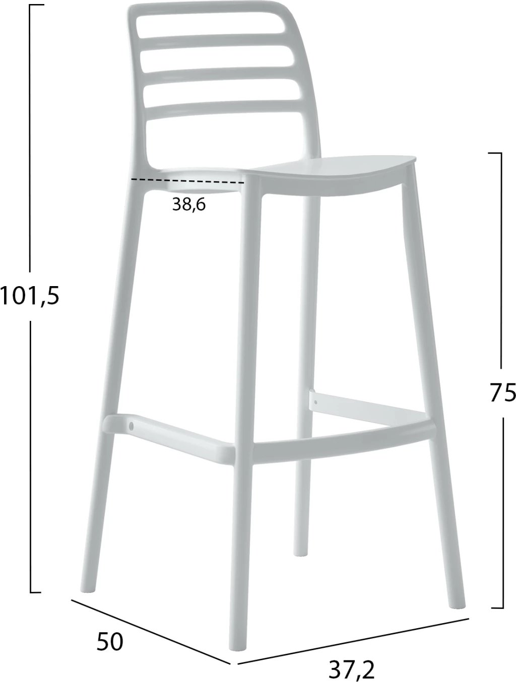 Karrige për bar polipropileni SNOD FH6099.01 e bardhë 37,2x50x101,5H cm