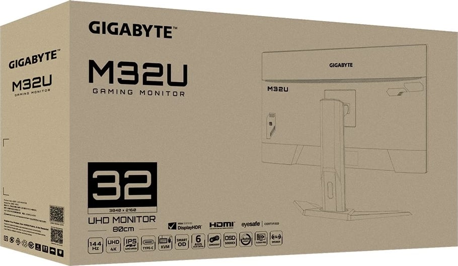 Monitor Gigabyte M32U, 31.5", 4K UlHD, 144Hz, i zi