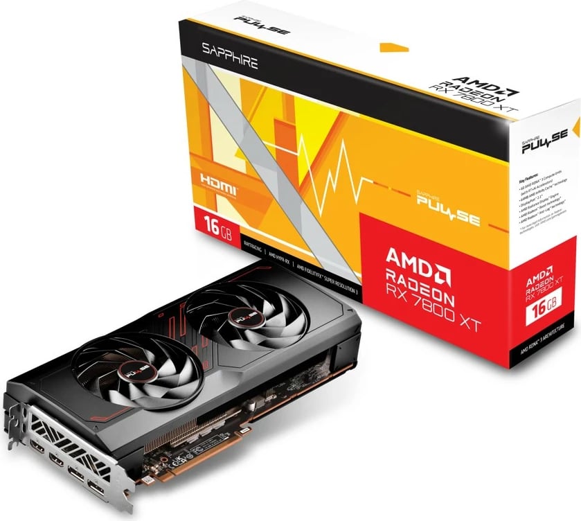 Kartelë grafike Sapphire Radeon RX 7800 XT, 16 GB, GDDR6, PCI Express x16 4.0, e zezë