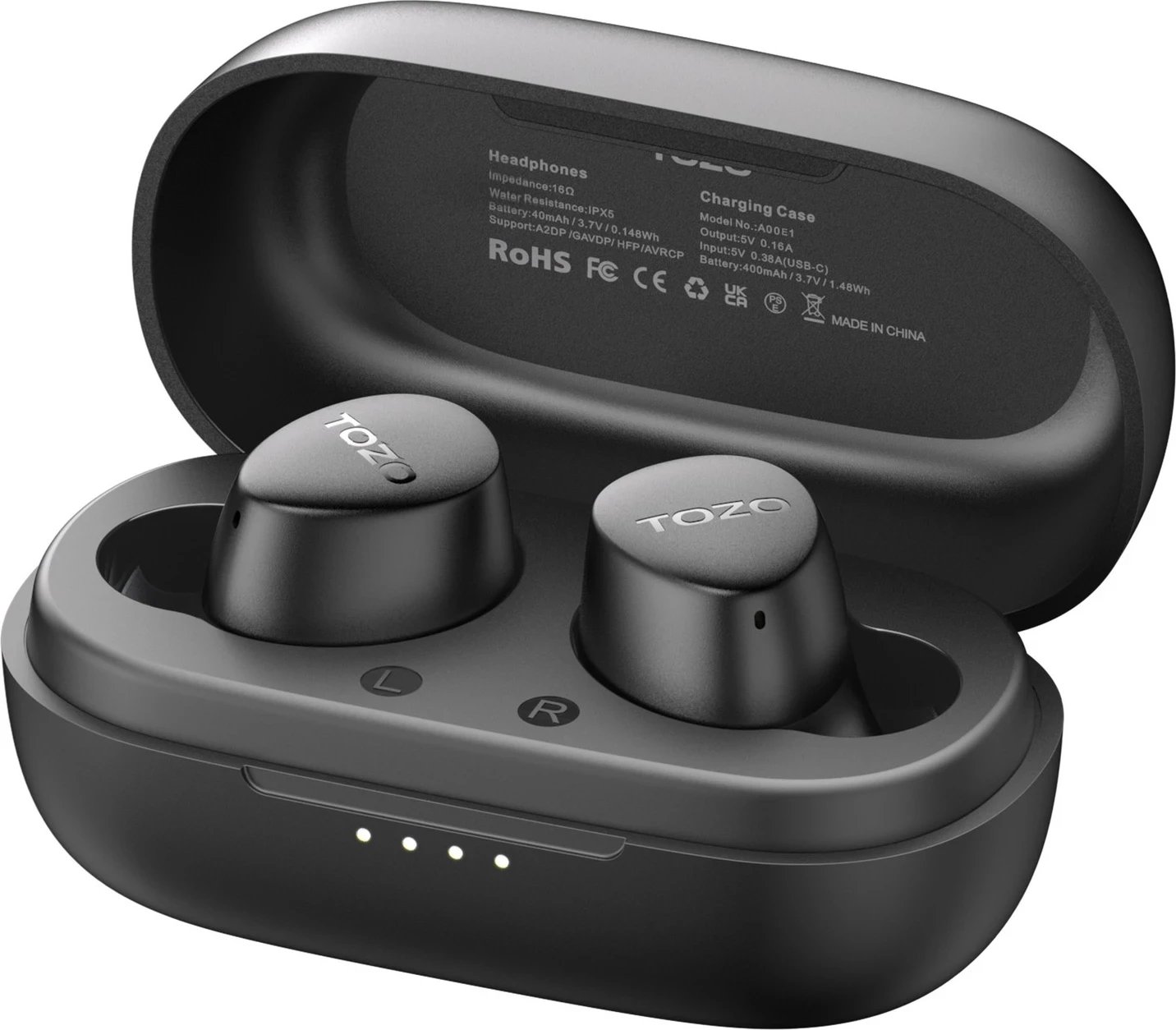 Kufje TOZO Agile Dots, True Wireless, Bluetooth 5.3, IPX6, të zeza