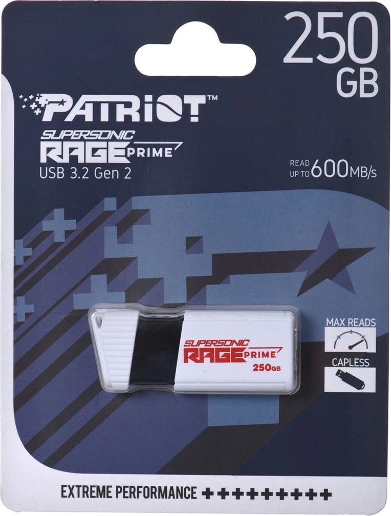 USB Patriot Rage Prime, 600 MB/S, 256 GB, e bardhë/kuqe