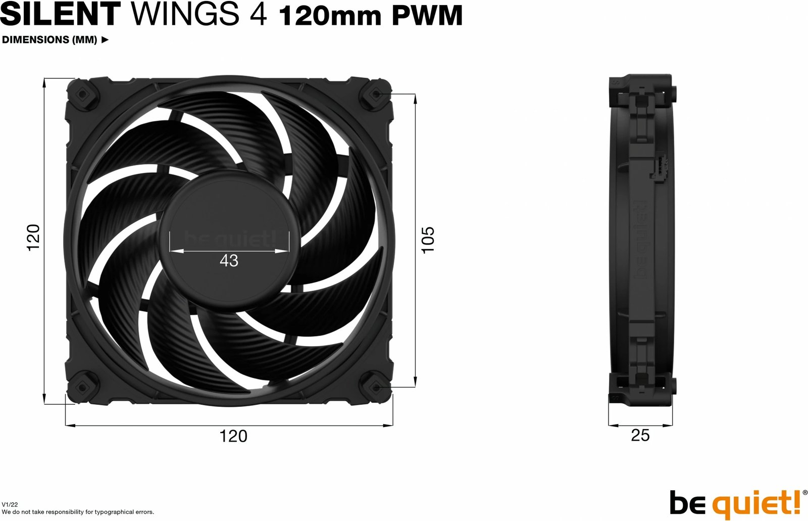 Ventilator Be Quiet! SILENT WINGS 4, 120mm PWM, 1600 RPM, i zi