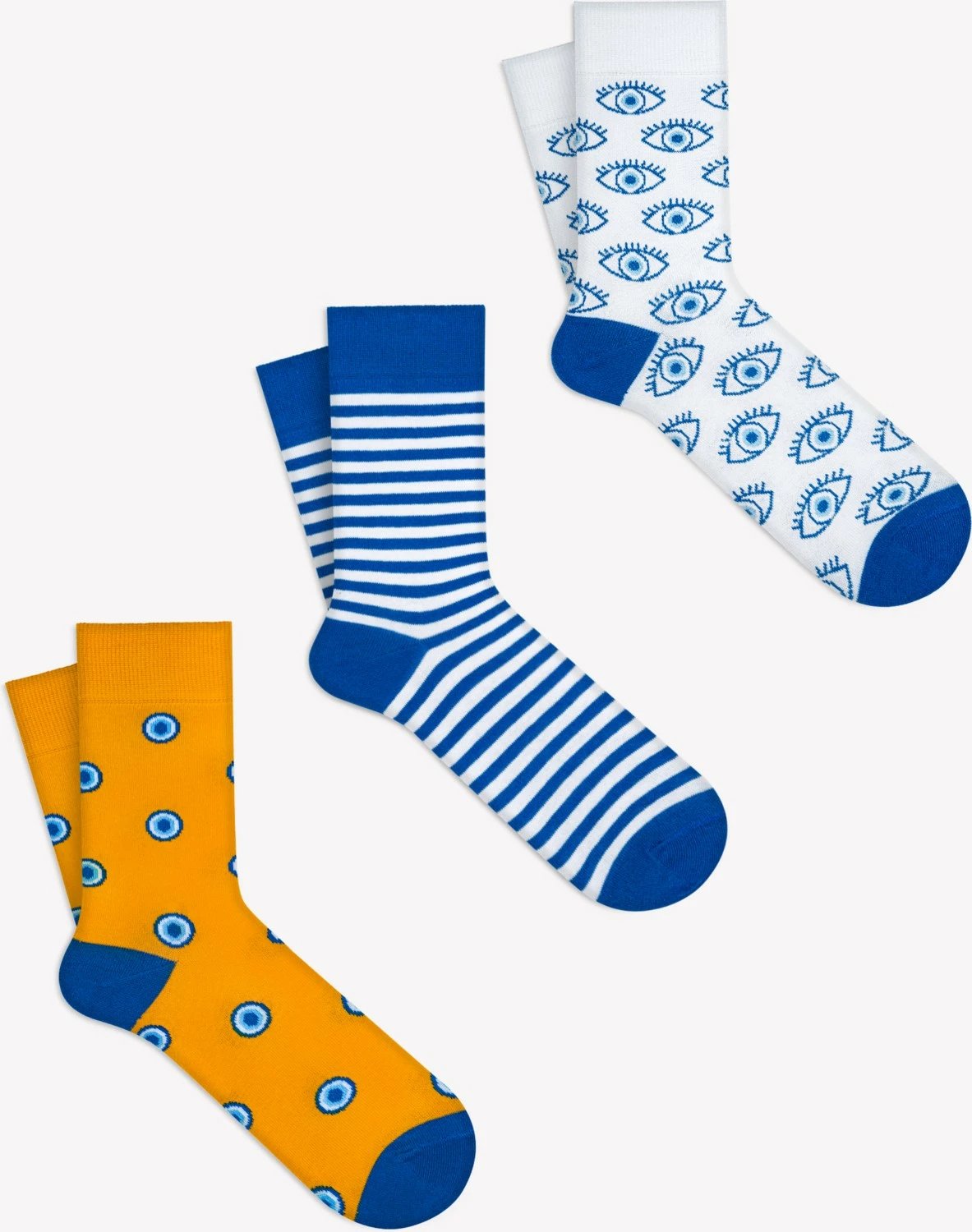 Çorape për femra Mono Socks, blu - verdhë, set 3 copë