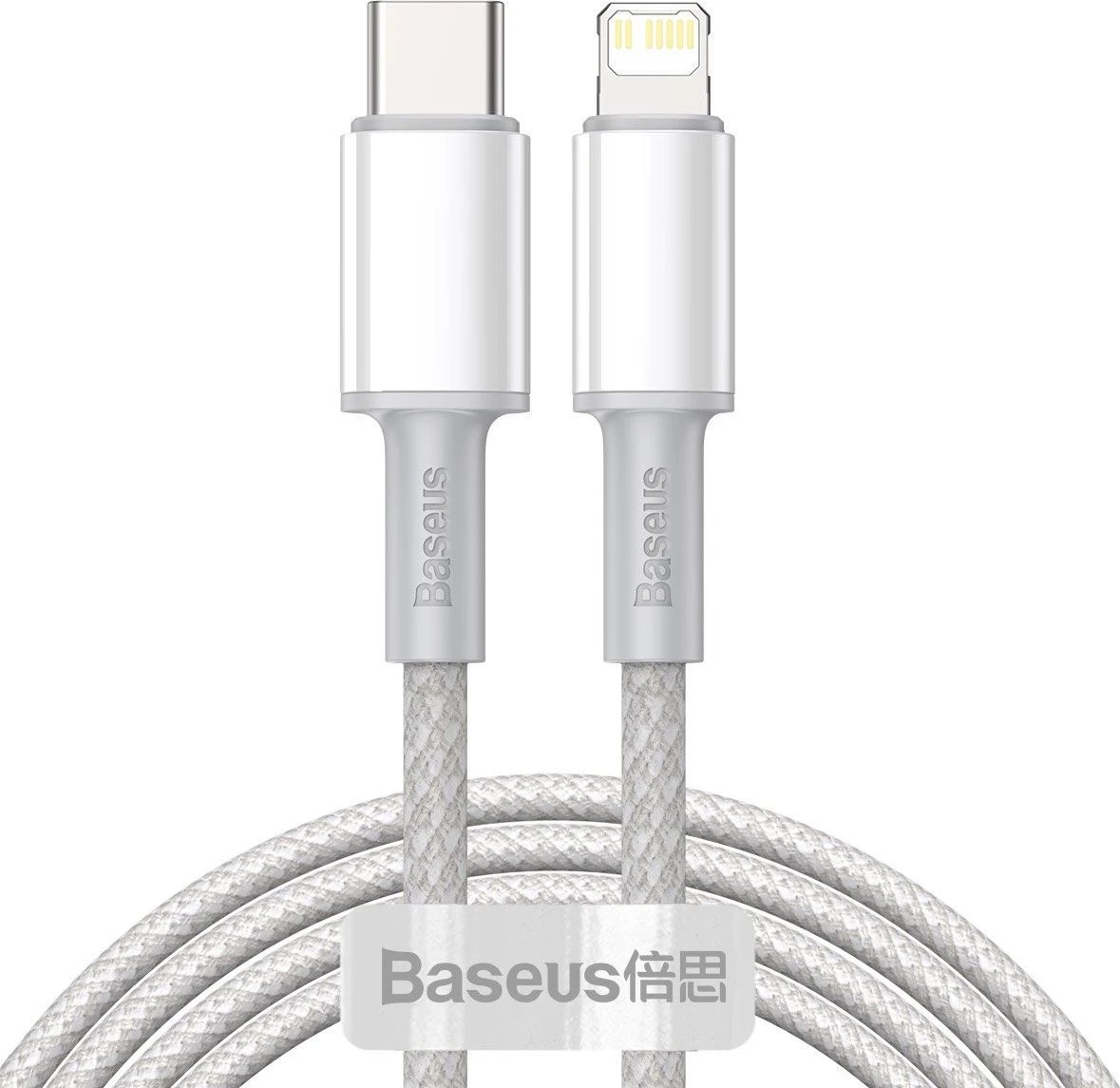 Kabllo Baseus me Gërshetim të Dendur USB-C në Lightning, 20W, 5A, PD, 2m, e bardhë