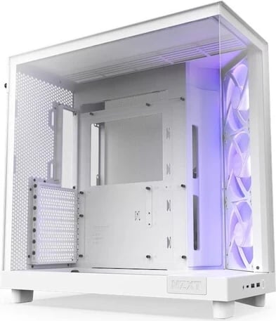 Kasë NZXT H6 Flow RGB, Midi Tower, 3 x 120mm, e bardhë