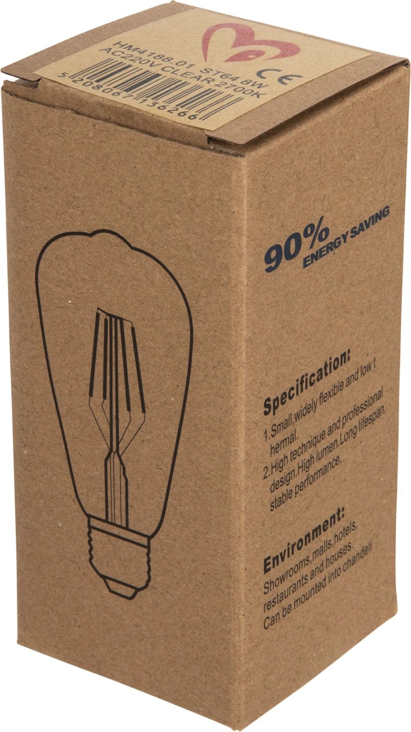 Llambë LED filament, 8W, E27, e zbehtë, 3000K, e qartë, FH4188.01