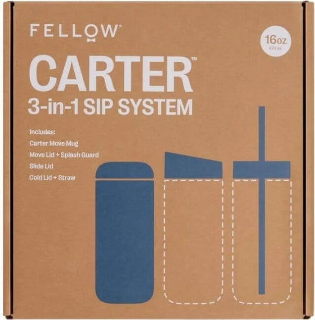 Termus Fellow Carter set + 3 kapakë navy blue matt 473 ml