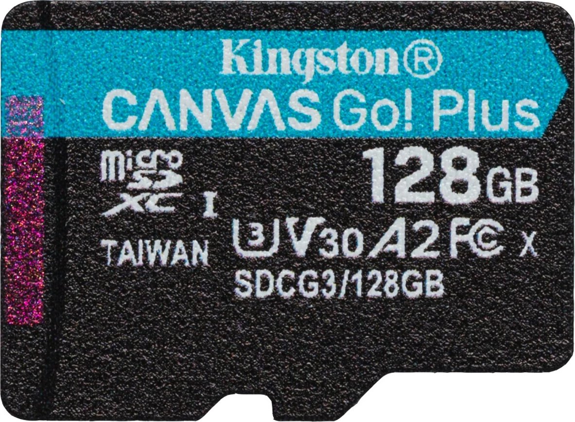 Kartë memorie Kingston MicroSD Canvas Go Plus,  128 GB, e zezë