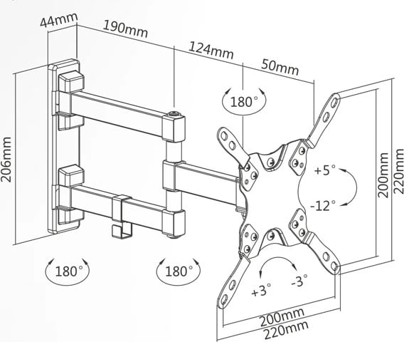 Mbajtëse TV Superior SUPSTV010, 13"- 42", Full Motion, Extra Slim