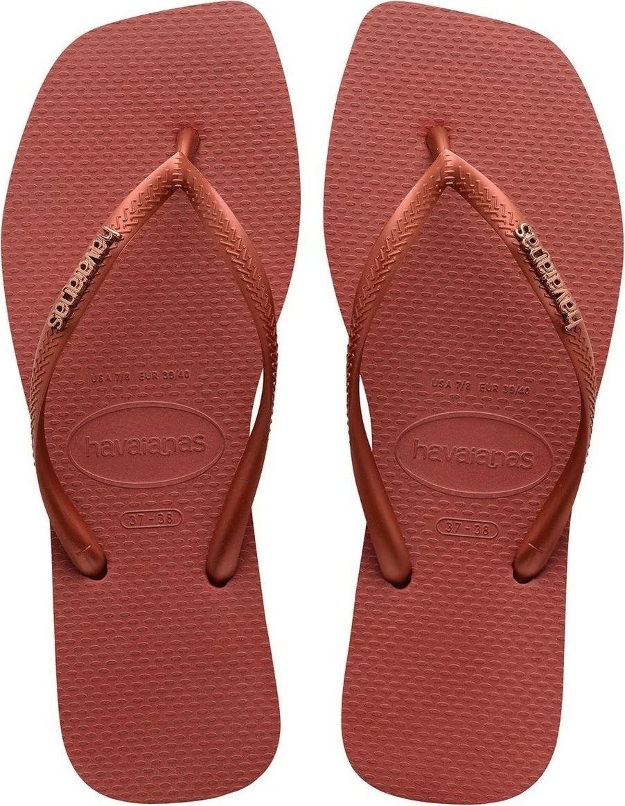 Papuqe për femra Havaianas Square Logo Metallic, kafe